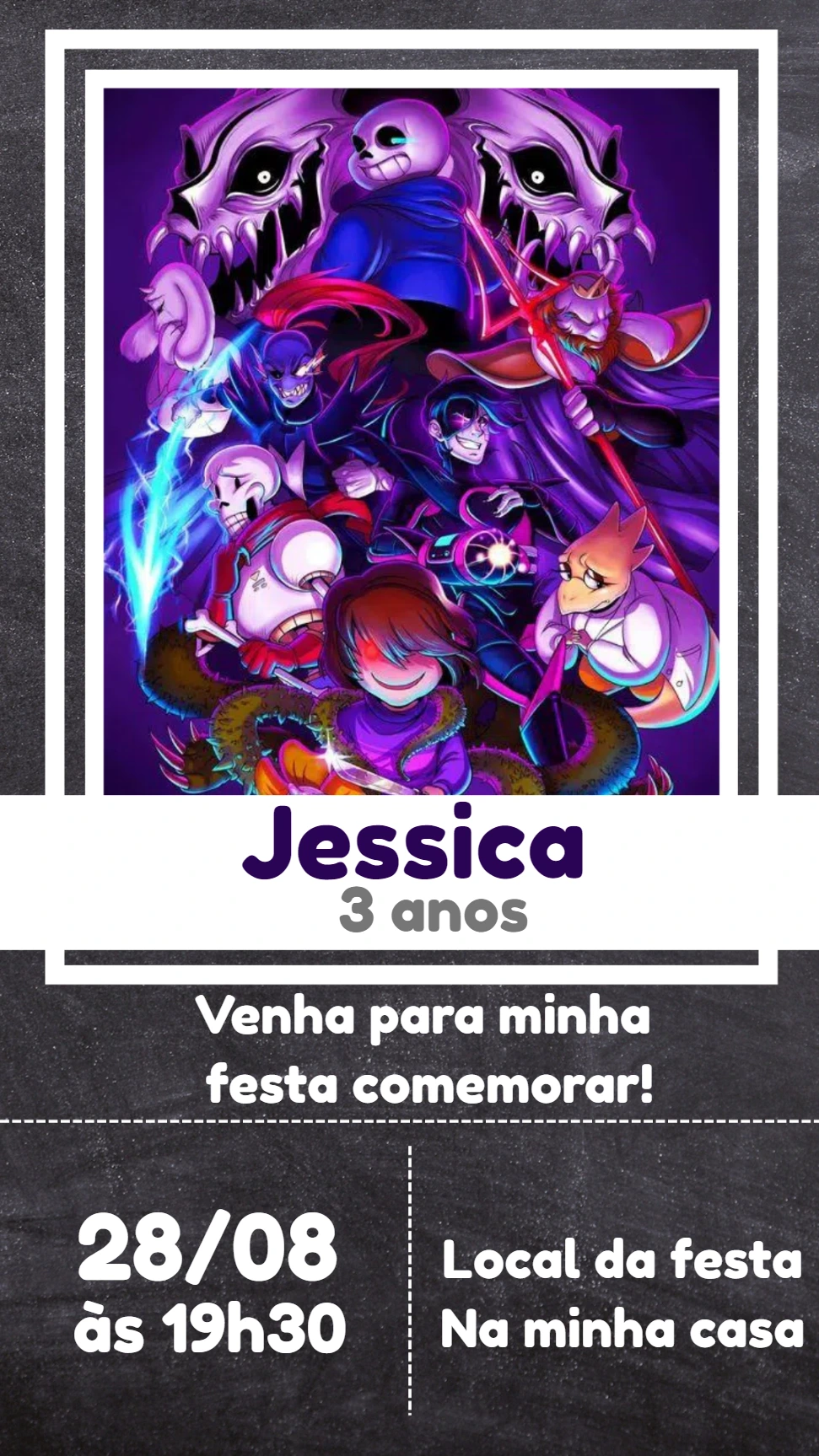 Convite de Aniversário Undertale para Editar Online