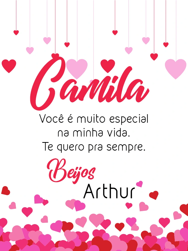 Cartão de Amor com Corações Rosa para Editar Online