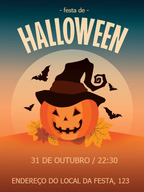 Convite de Halloween com Abóbora para Editar Online