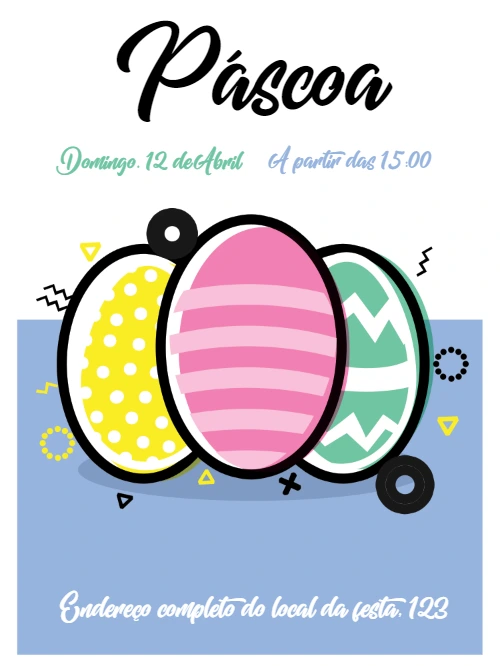 Convite de Páscoa com Ovos Coloridos para Editar Online