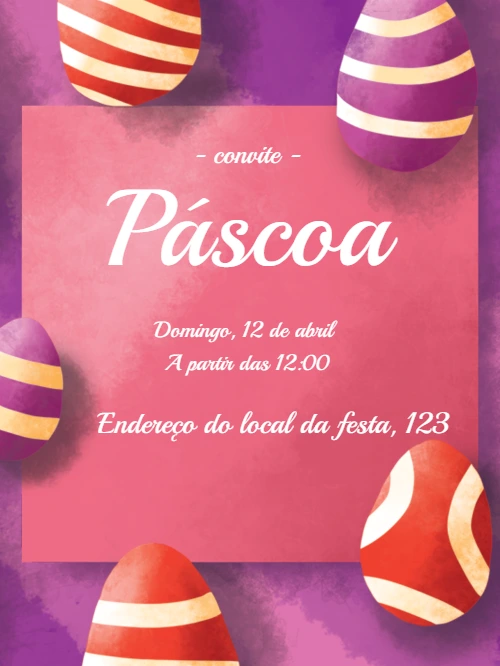 Convite de Páscoa com Ovos em Aquarela para Editar Online