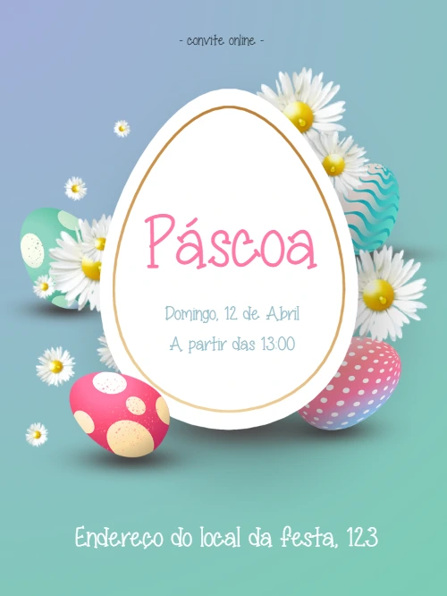 Convite de Páscoa com Ovos e Flores para Editar Online