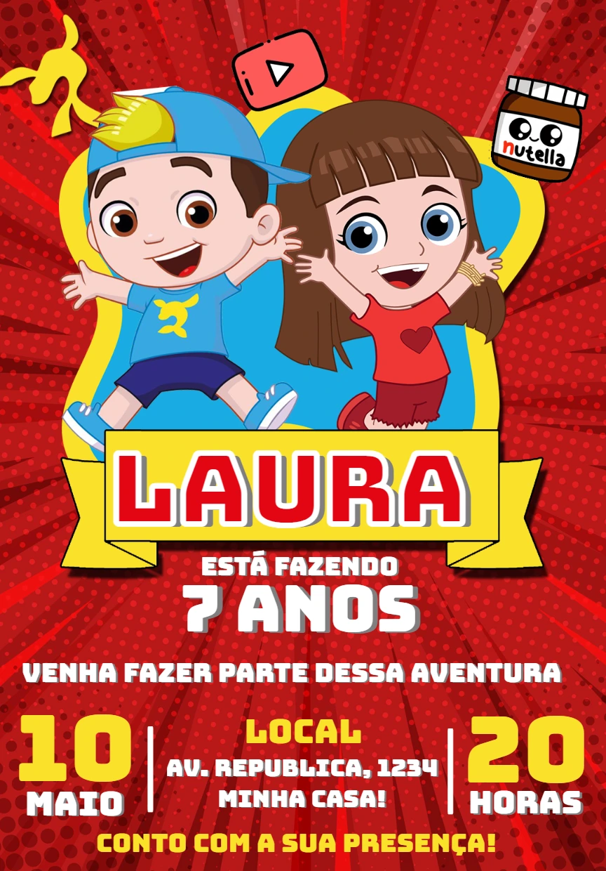 Convite de Aniversário Aventureiros para Editar Online