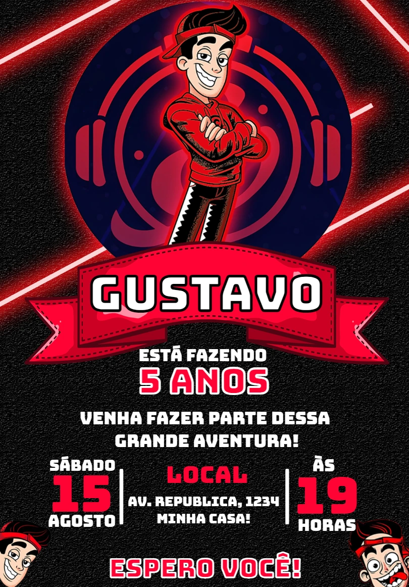 Convite de Aniversário Gamer Estilo Enaldinho para Editar