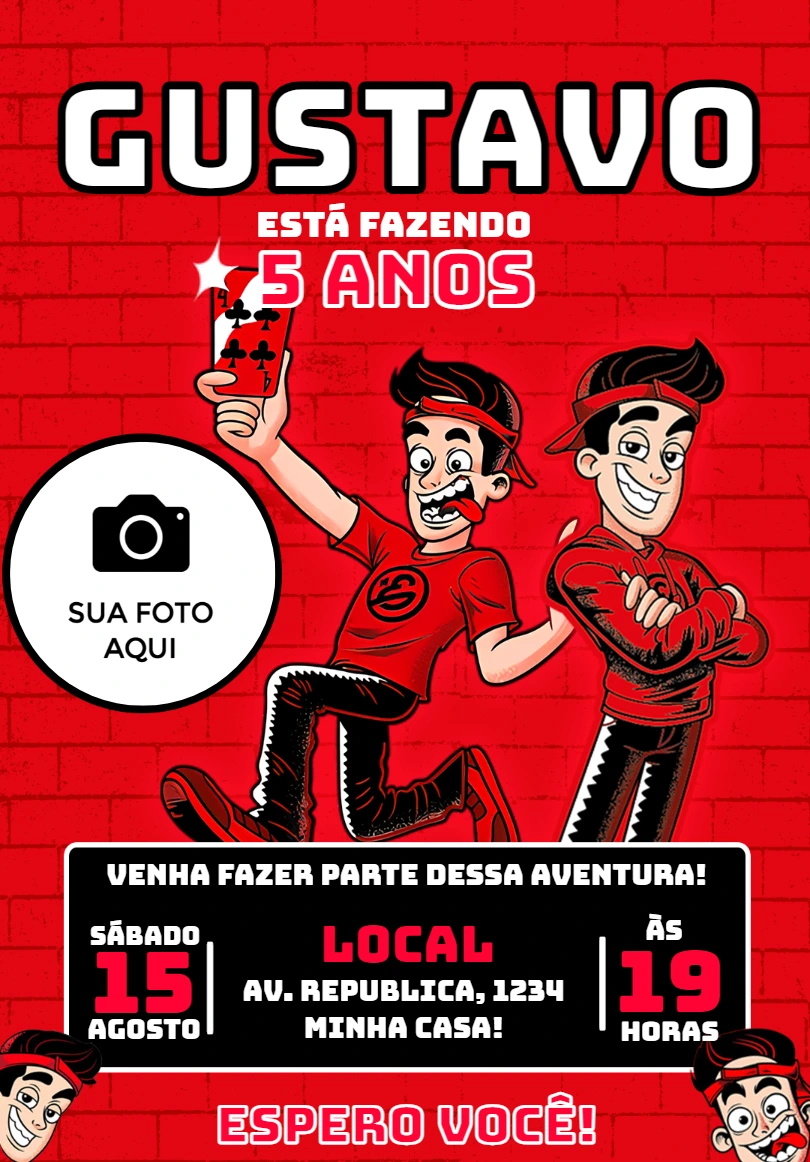 Convite Aniversário Enaldinho com Foto para Editar Online