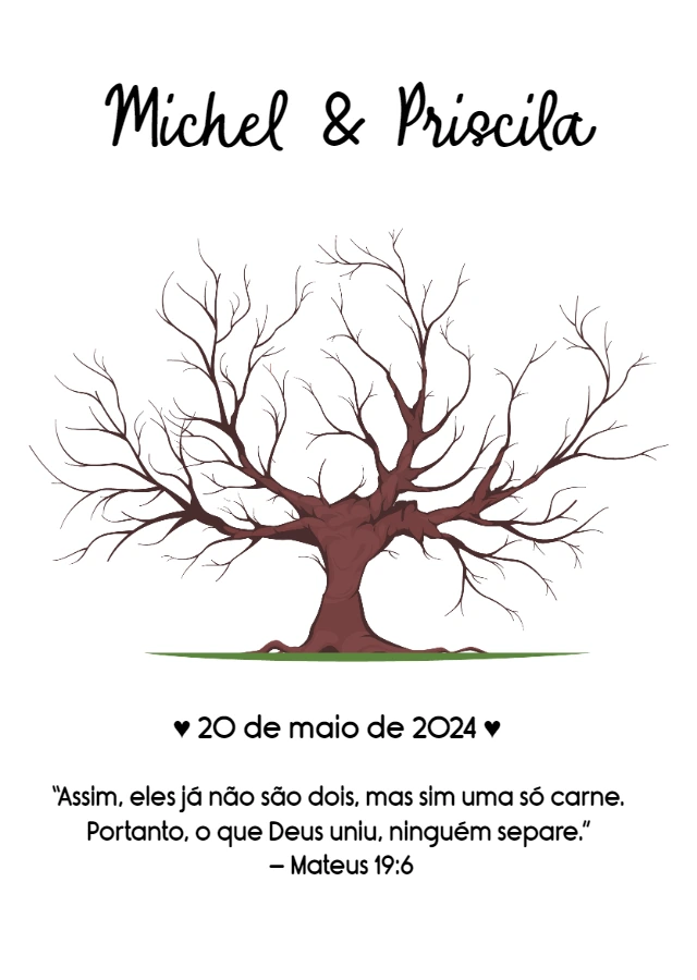 Quadro Árvore de Digitais para Casamento para Editar Online
