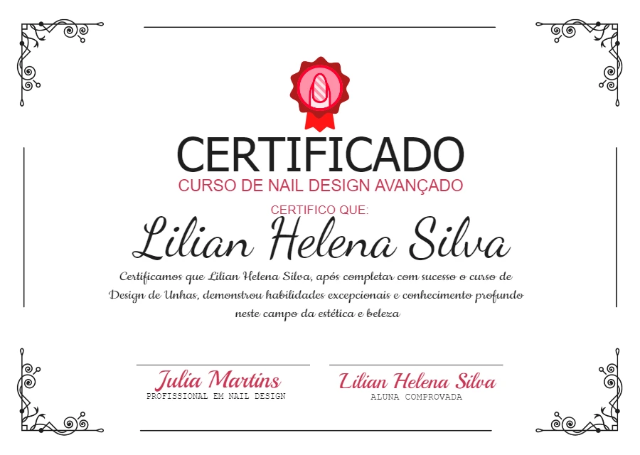 Certificado de Curso de Nail Design Elegante para Editar Online