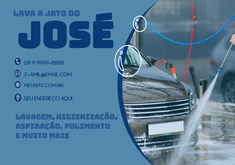 Cartão de Visita Lava Carros Profissional para Editar Online