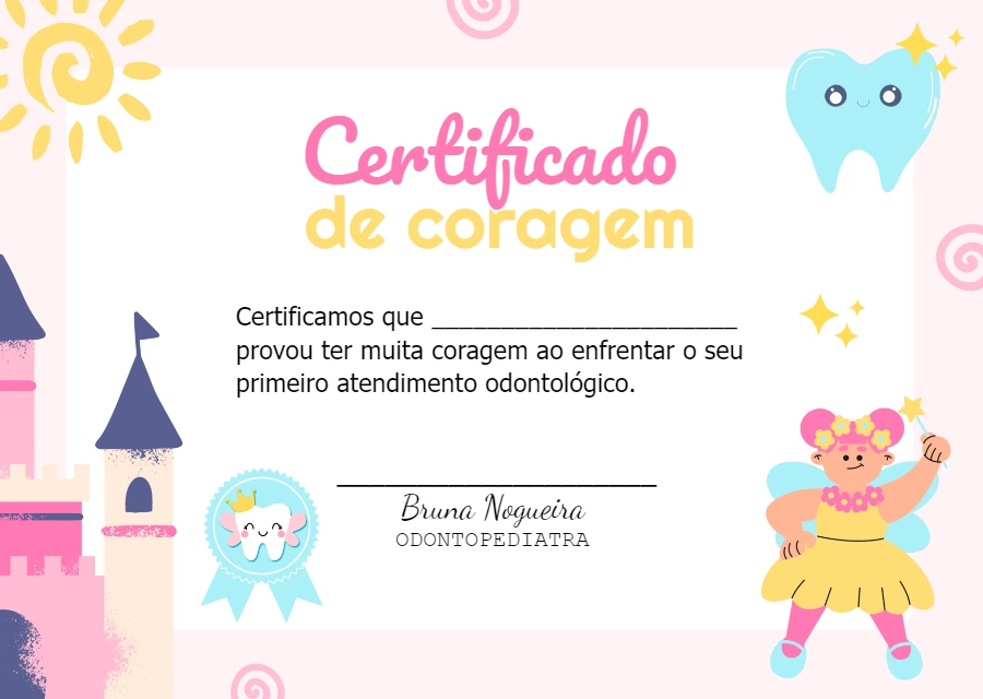 Certificado de Coragem Dentista Infantil para Editar Online