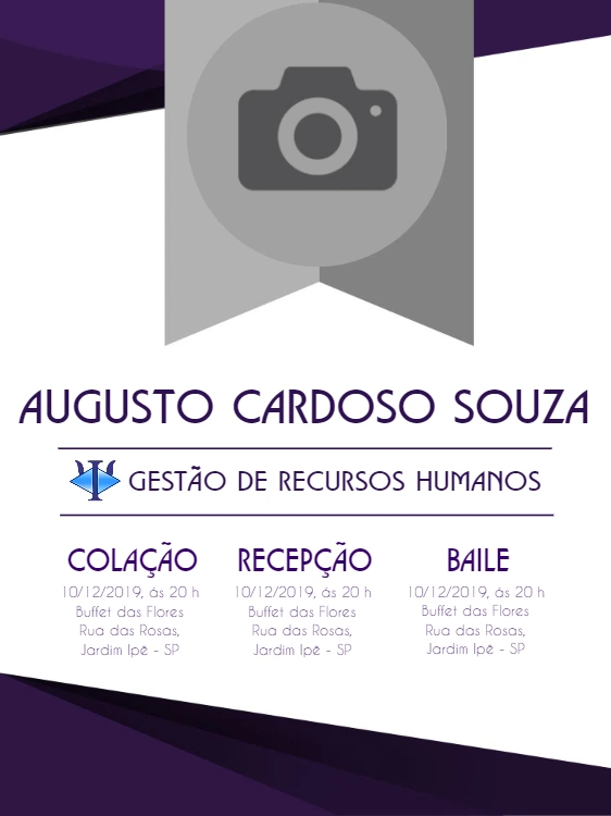 Convite de Formatura RH com Foto Editável Online