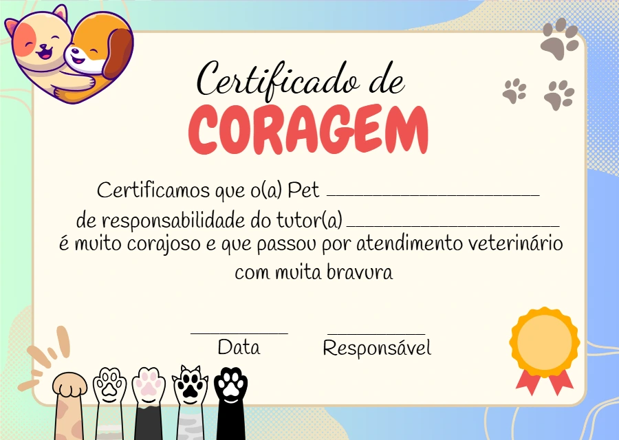 Certificado de Coragem Pet Veterinário para Editar Online