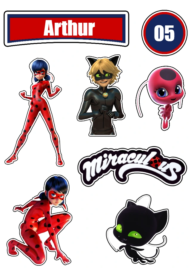 Topo de Bolo Miraculous: Personagens para Editar e Imprimir
