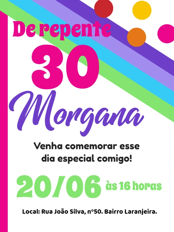 Convite De Repente 30 Colorido para Editar Online