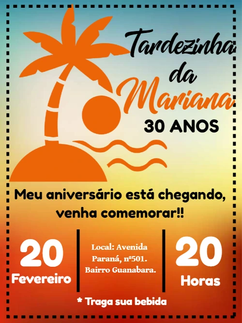 Convite de Aniversário Tardezinha Tropical para Editar Online