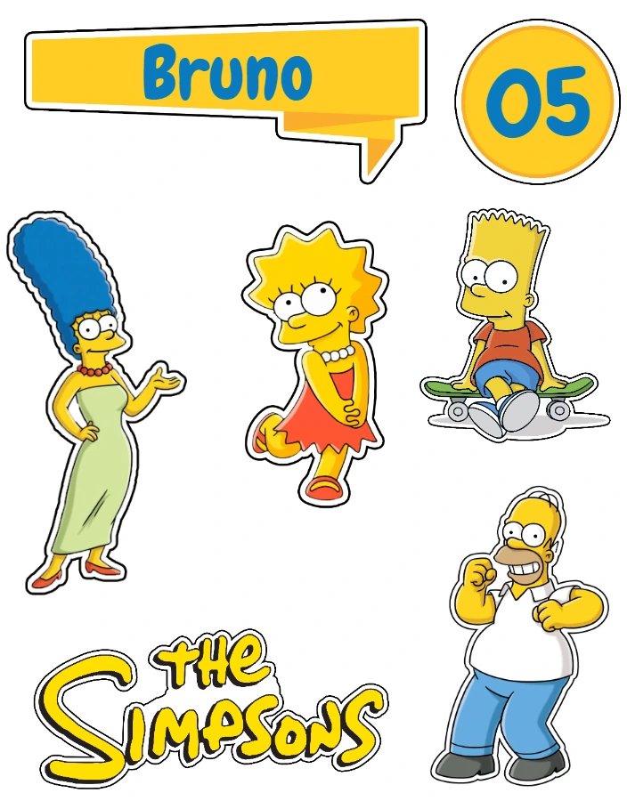 Topo de Bolo Aniversário Simpsons Editável para Imprimir