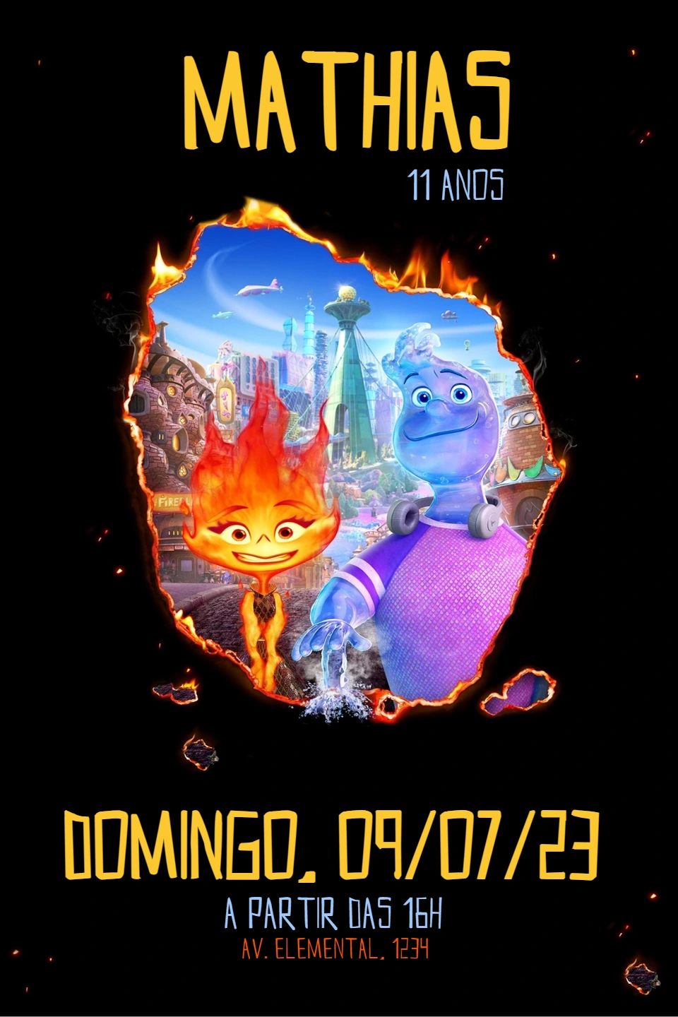 Convite de Aniversário Elementos Pixar para Editar Online