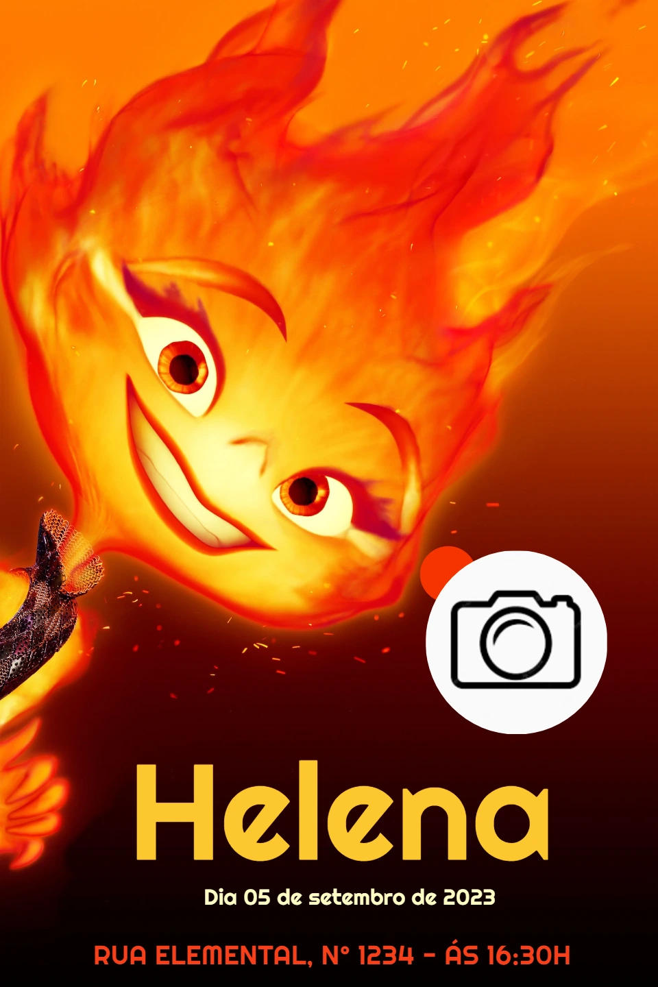 Convite de Aniversário Elementos com Foto para Editar Online