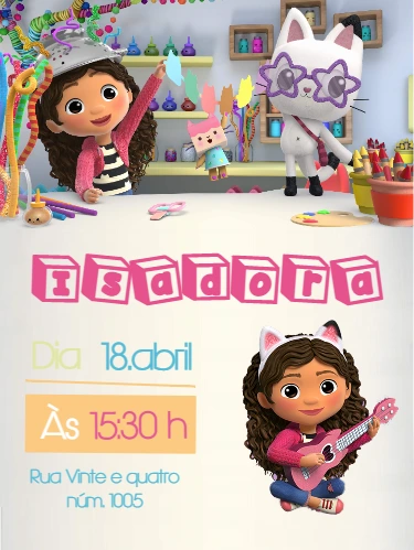 Convite Aniversário A Casa Mágica da Gabby para Editar Online