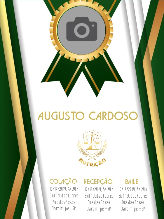 Convite de Formatura Elegante com Foto para Editar Online