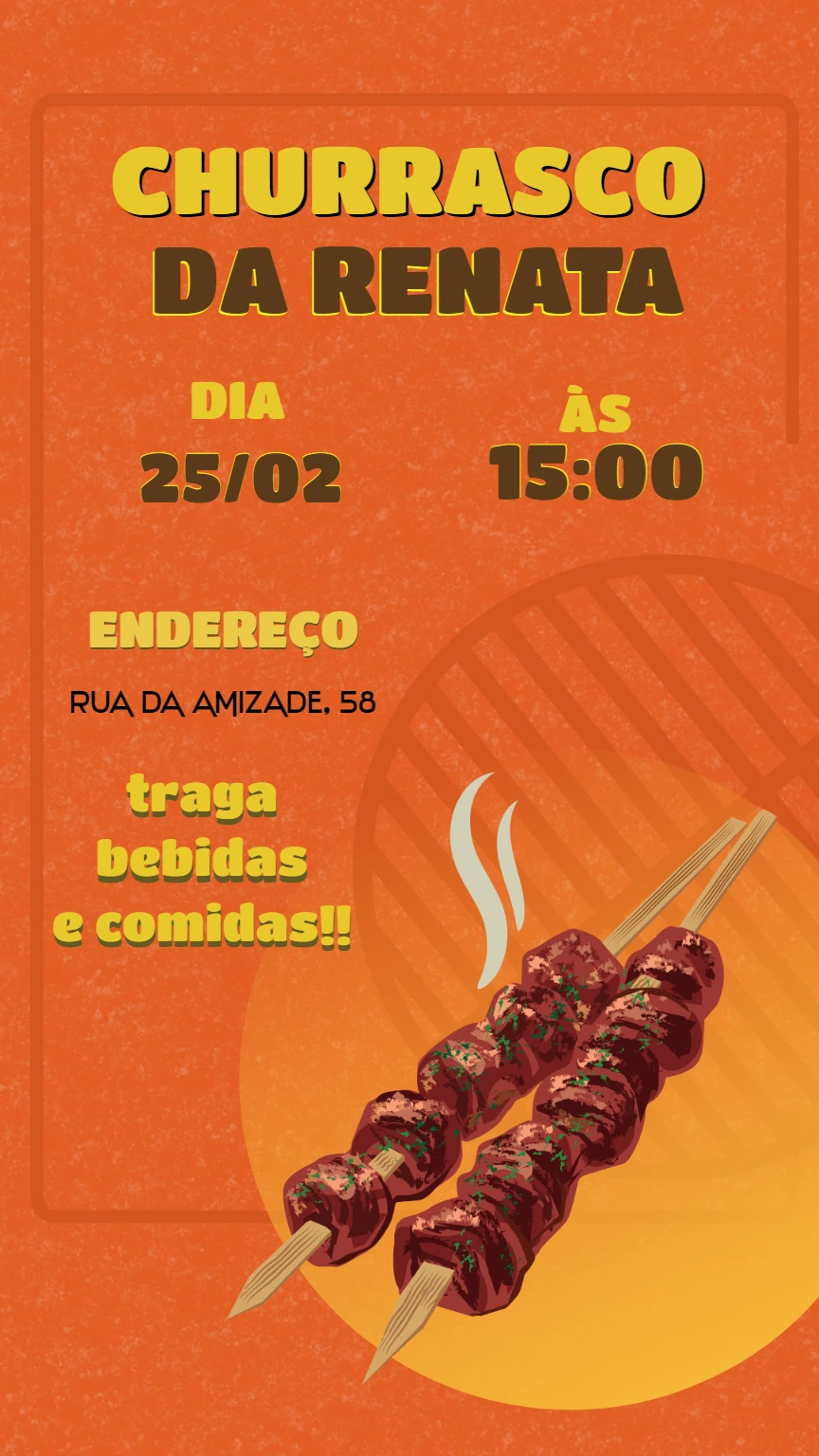 Convite de Aniversário Tema Churrasco para Editar Online