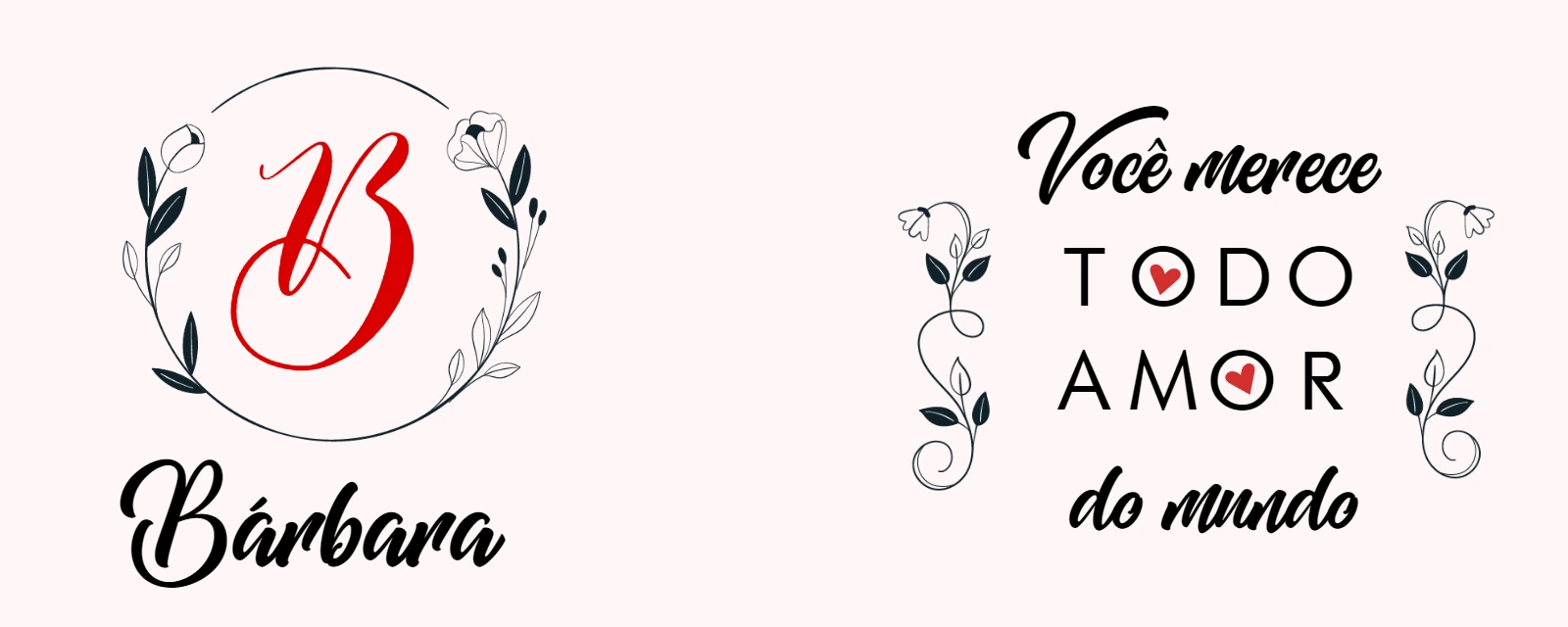 Arte para Caneca Amor com Monograma Floral para Editar Online