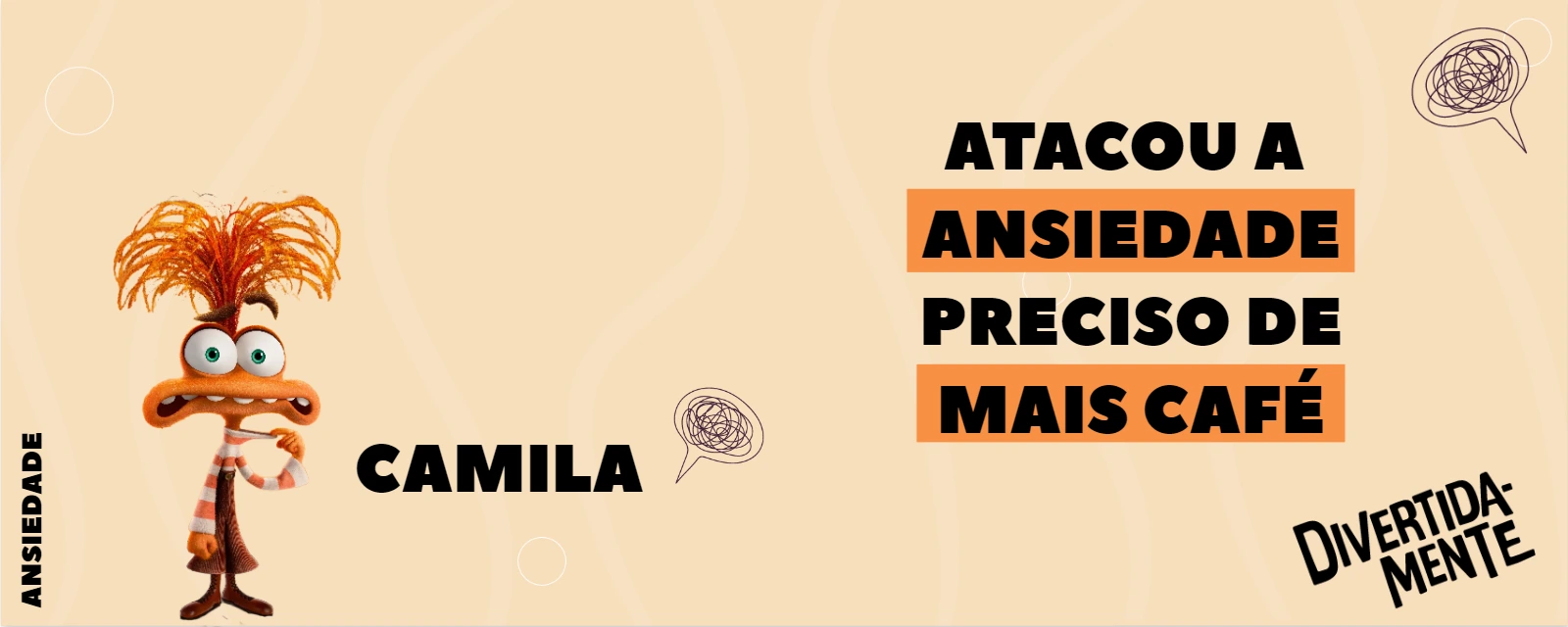 Arte para Caneca Divertida Mente Ansiedade para Editar Online