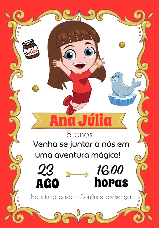 Convite Aniversário Gi os Aventureiros para Editar Online
