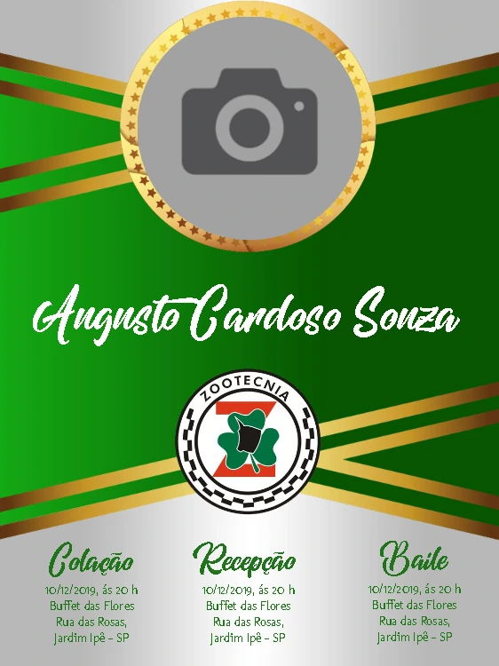 Convite de Formatura Zootecnia com Foto para Editar Online