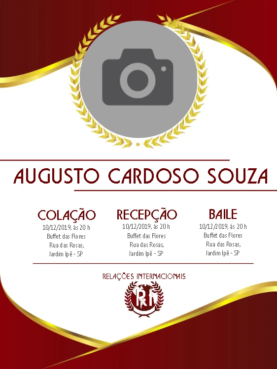 Convite Formatura Relações Internacionais para Editar Online