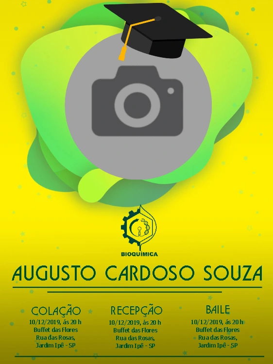 Convite de Formatura Bioquímica com Foto para Editar Online