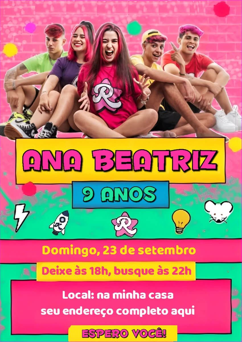 Convite de Aniversário Emilly Vick para Editar Online