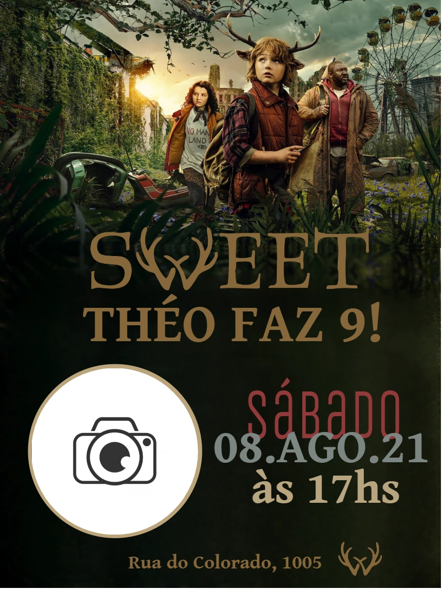 Convite Aniversário Sweet Tooth com Foto para Editar Online