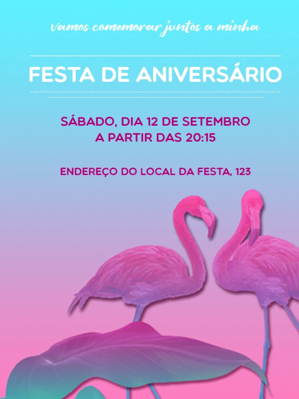 Convite de Aniversário Flamingo Tropical para Editar Online