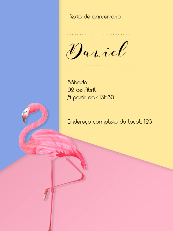 Convite de Aniversário Flamingo Tropical para Editar Online