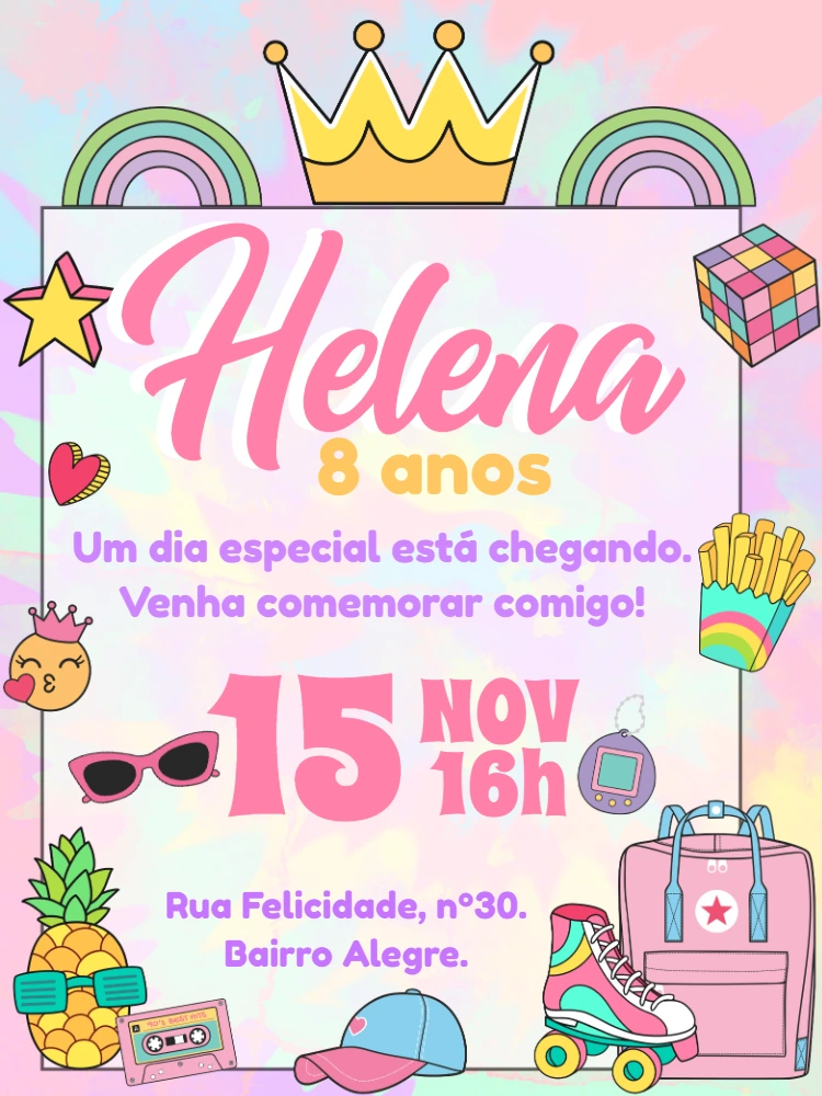 Convite de Aniversário VSCO Girl para Editar Online