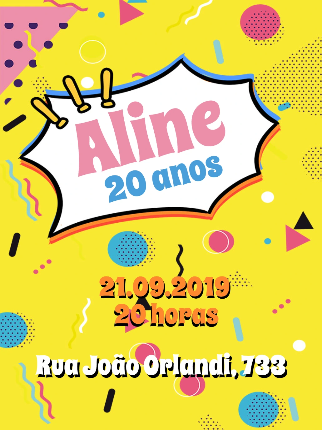 Convite de Aniversário Moderno e Colorido para Editar Online