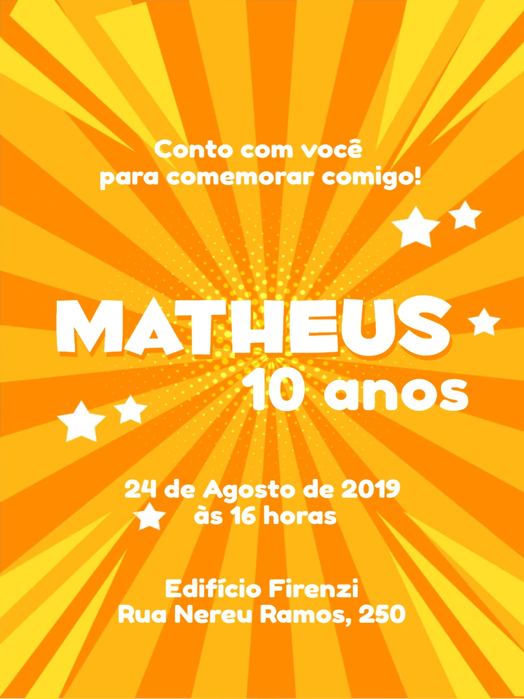 Convite de Aniversário Pop Art Estilo Gibi para Editar Online