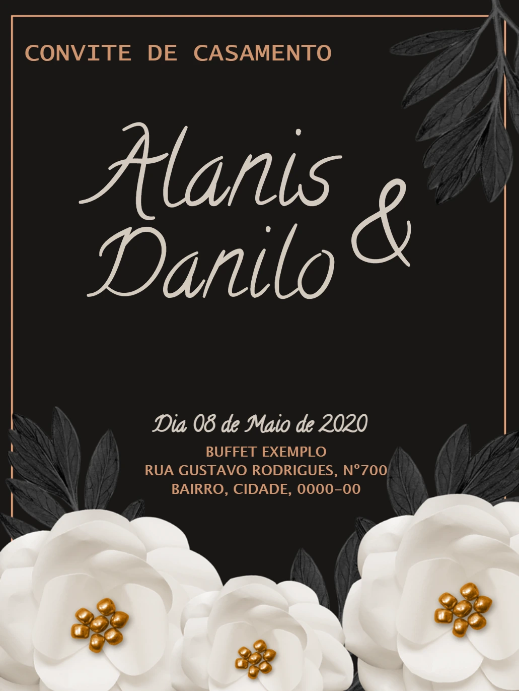 Convite de Casamento Floral Elegante para Editar Online