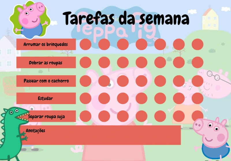 Quadro de Incentivo Peppa Pig para Editar Online e Imprimir