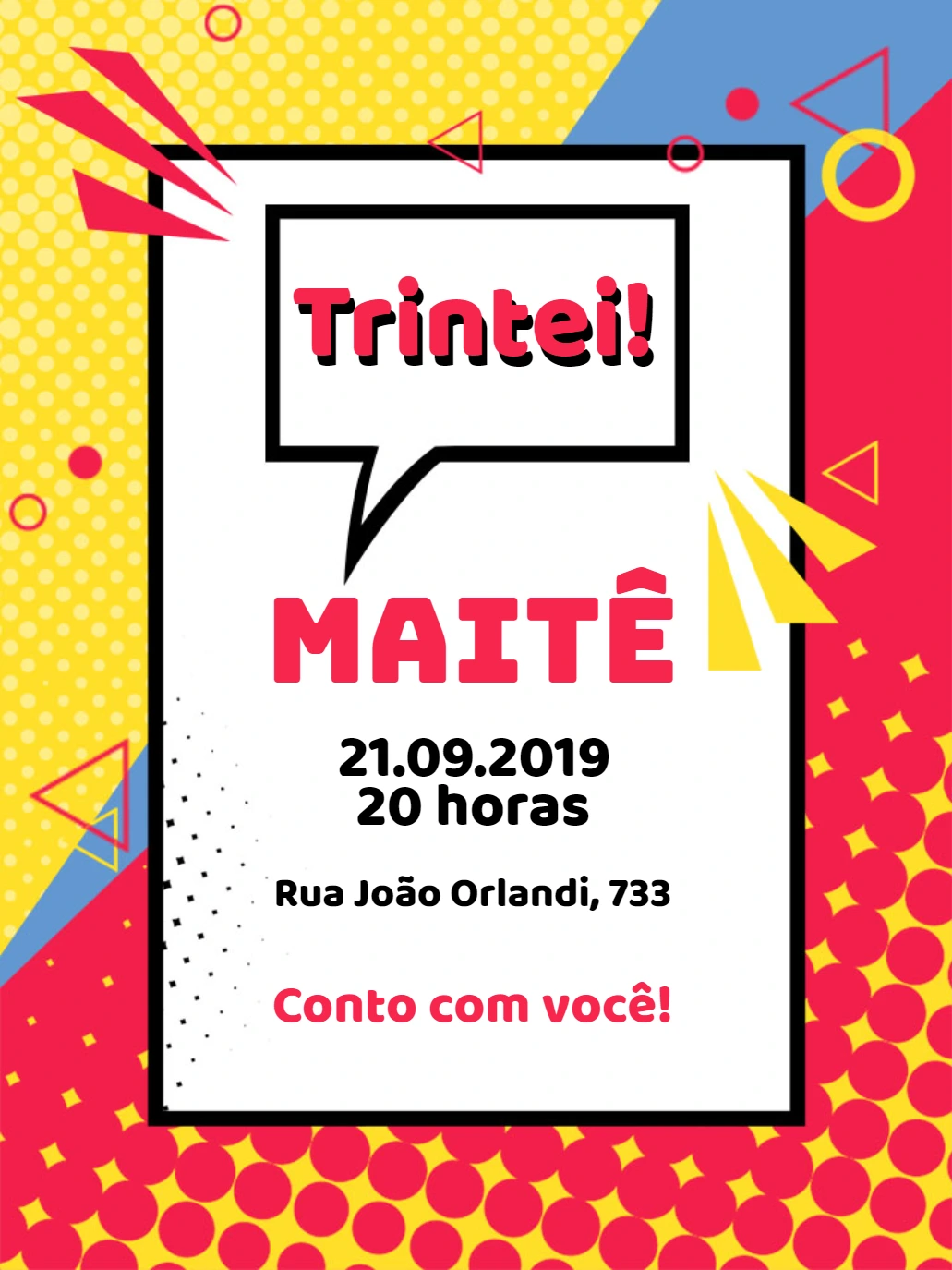 Convite de Aniversário Quadrinhos para Editar Online