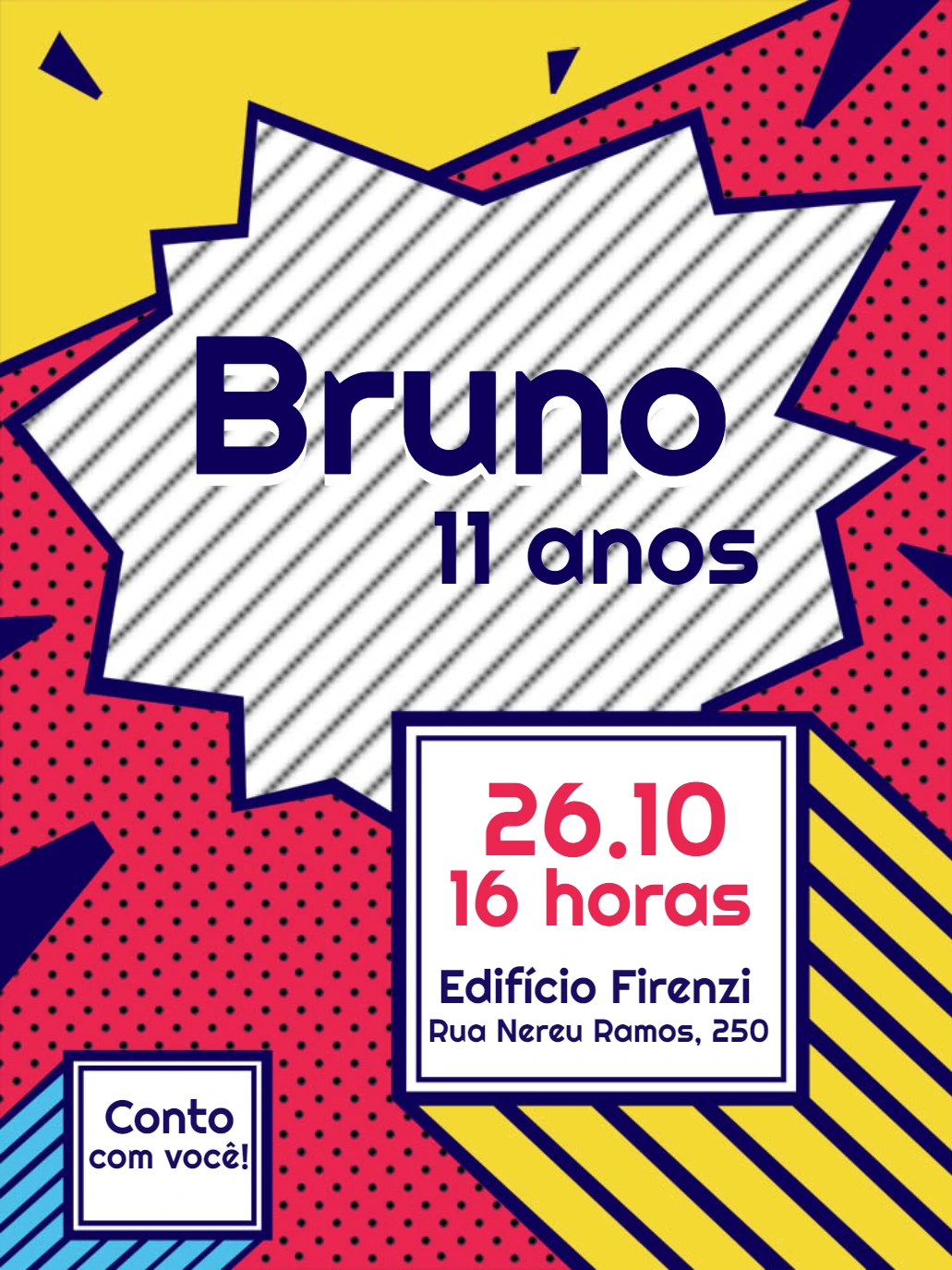 Convite de Aniversário Pop Art para Editar Online