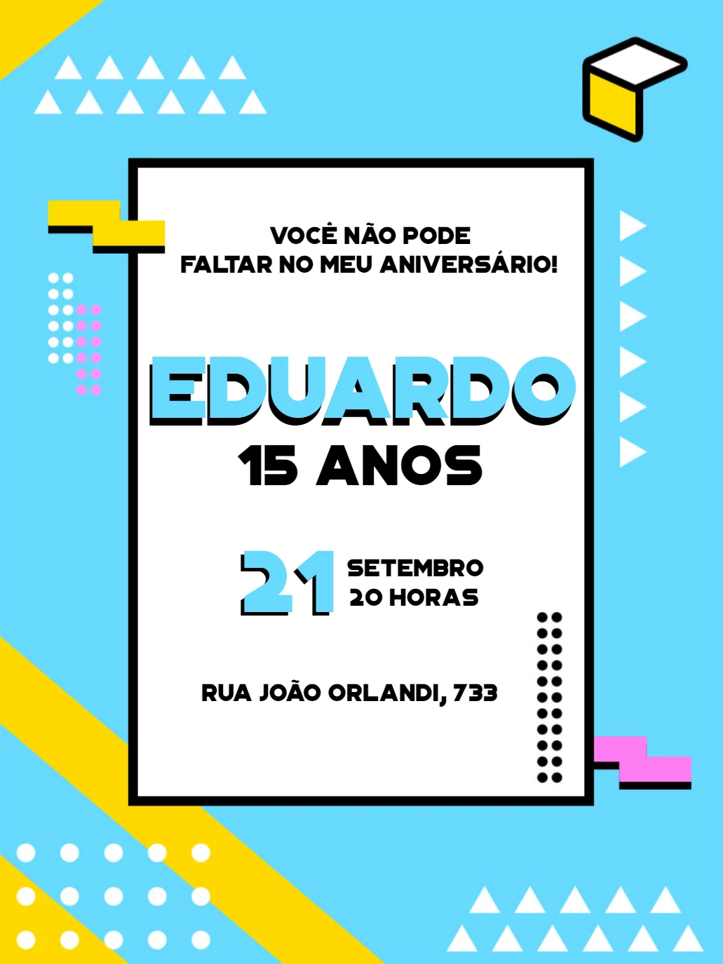 Convite de Aniversário Pop Art com Estilo Moderno para Editar