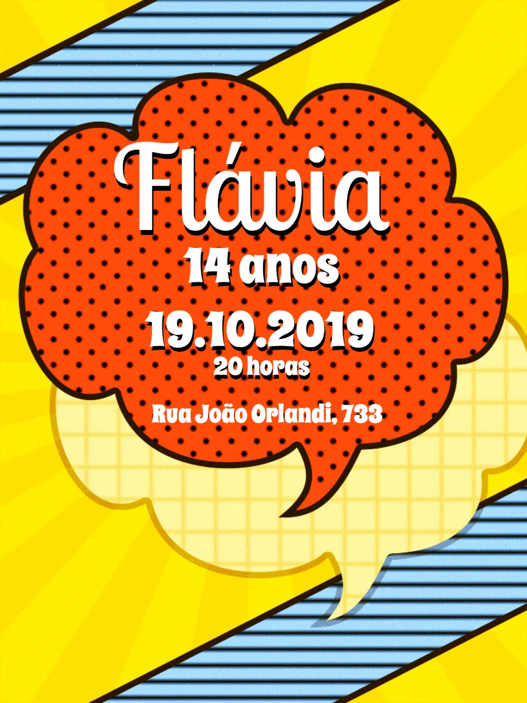 Convite de Aniversário Pop Art Quadrinhos para Editar Online