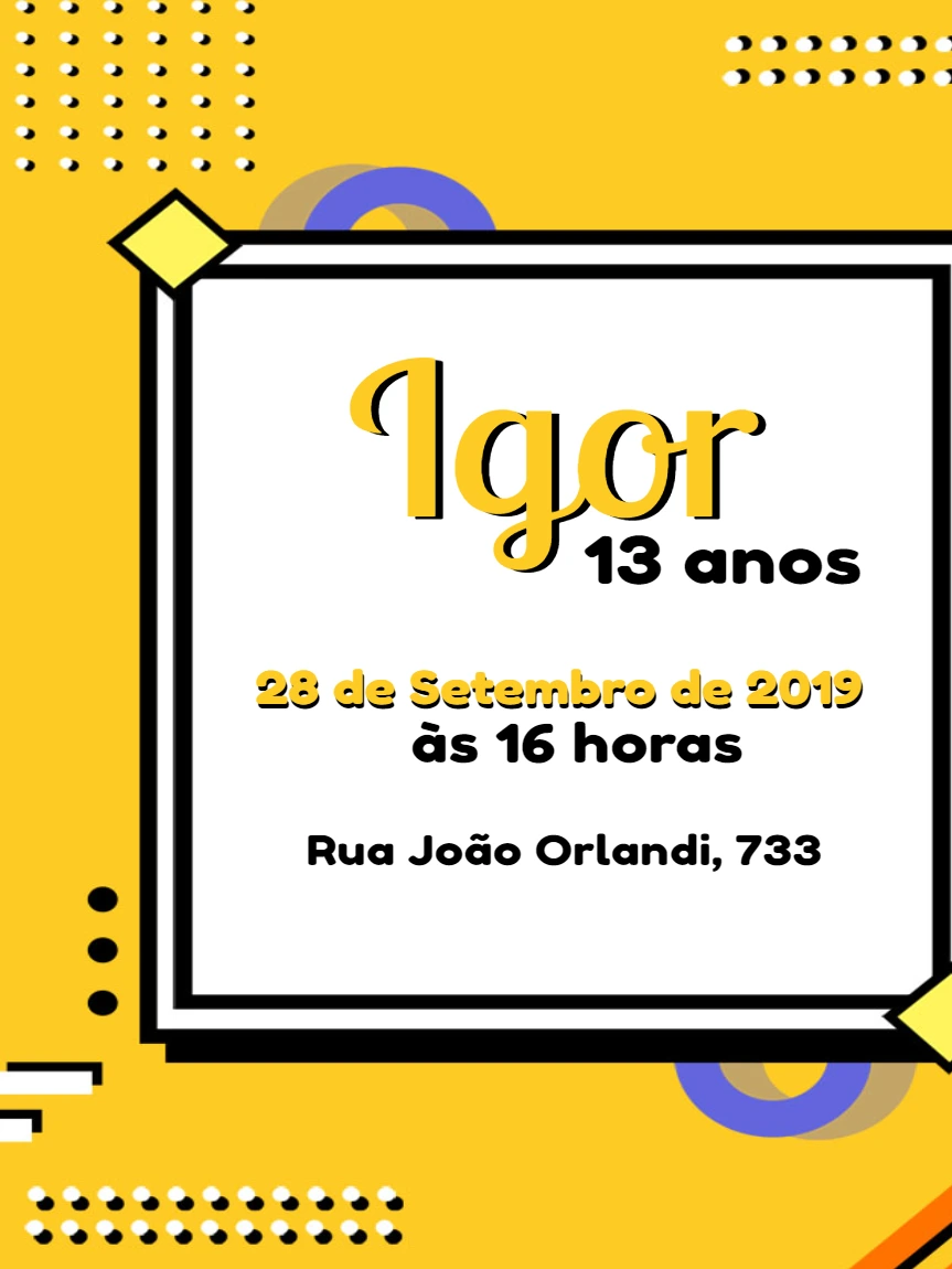Convite de Aniversário Pop Art Geométrico para Editar Online