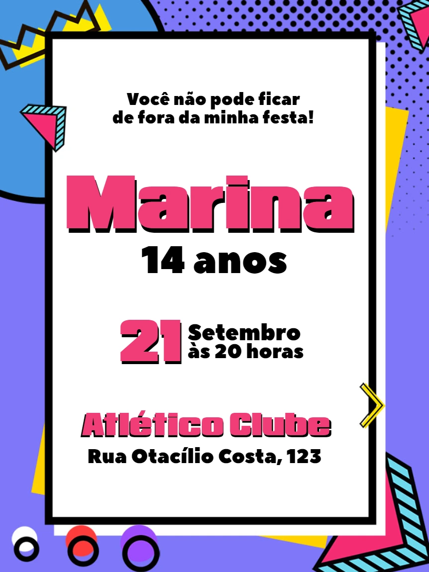 Convite de Aniversário Pop Art Comics para Editar Online