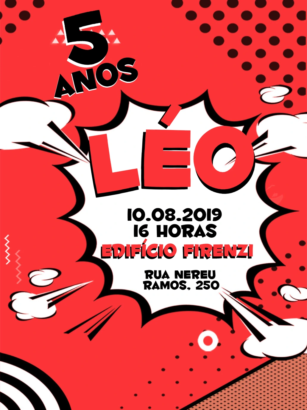 Convite de Aniversário Pop Art para Editar e Imprimir Online