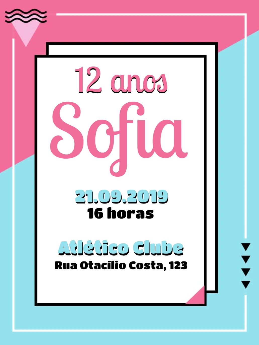 Convite de Aniversário Moderno Geométrico para Editar Online