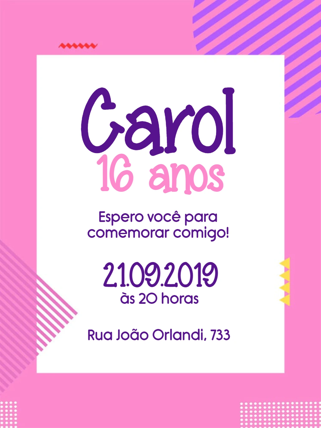 Convite de Aniversário Moderno Geométrico para Editar Online
