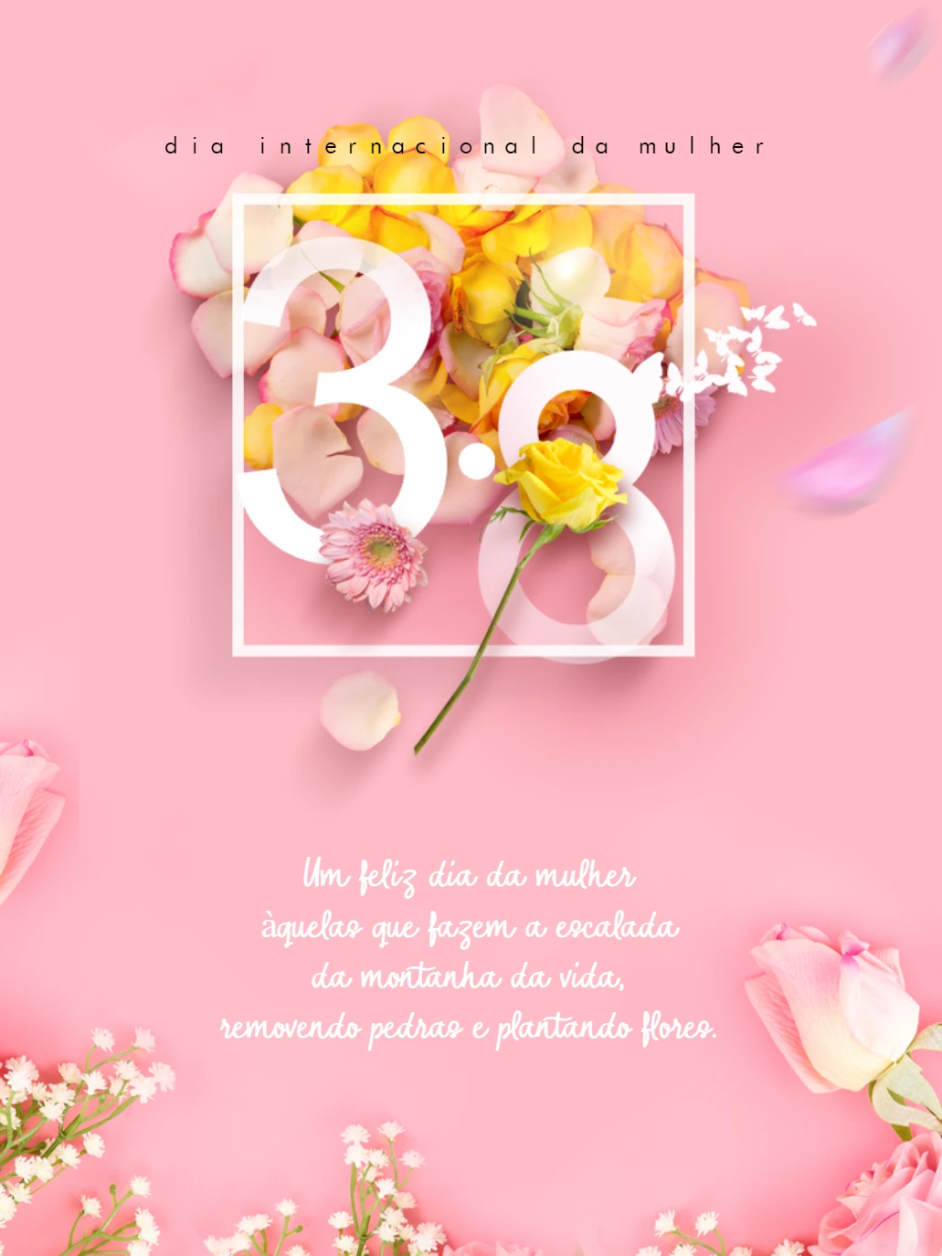 Post Dia da Mulher Floral com Frase para Editar Online