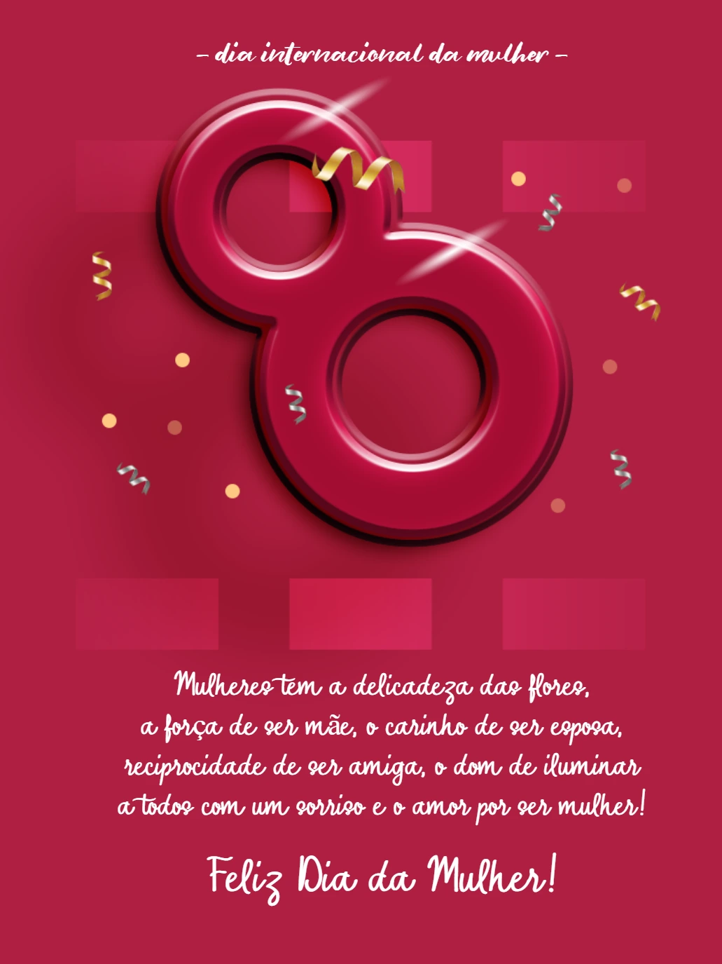 Post Dia da Mulher com Mensagem Bonita para Editar Online